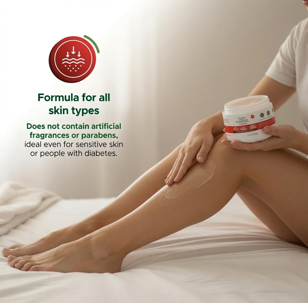 Green Marvel Varicare Gel for Tired Legs & Feet - Botanical Cooling Comfort Cream - Paraben-Free - 250g (Made in Mexico)