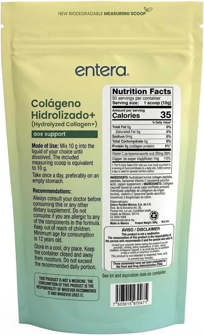Colágeno Hidrolizado En Polvo | Renueva Tu Piel, Desvanece Líneas De Expresión y Arrugas – Suplemento Alimenticio 500 gramos