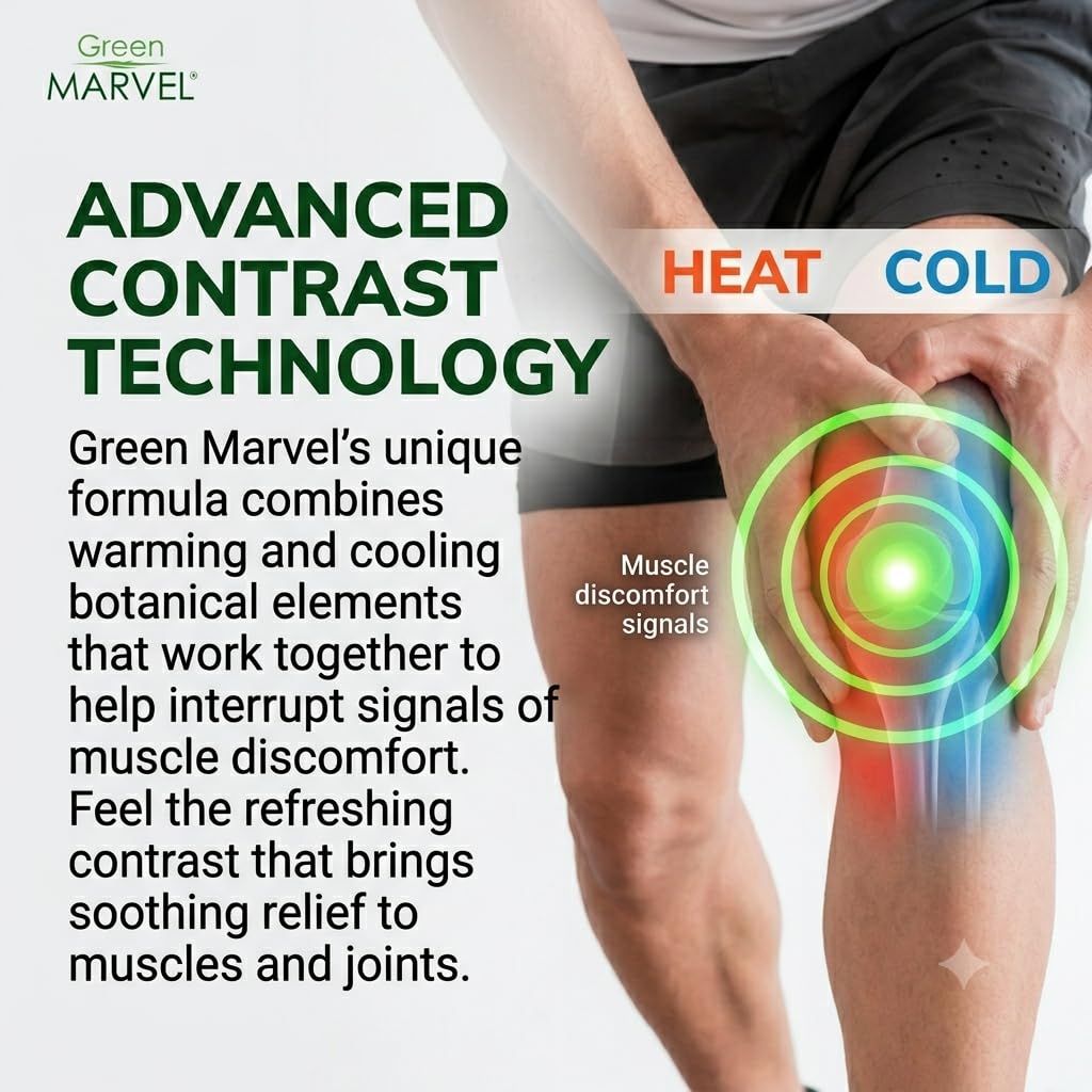 Green Marvel Herbal Body Balm - Natural Ingredients, Cooling Fresh Sensation, Fast Absorbing, Non-Greasy, Paraben-Free - 250g (Made in Mexico)
