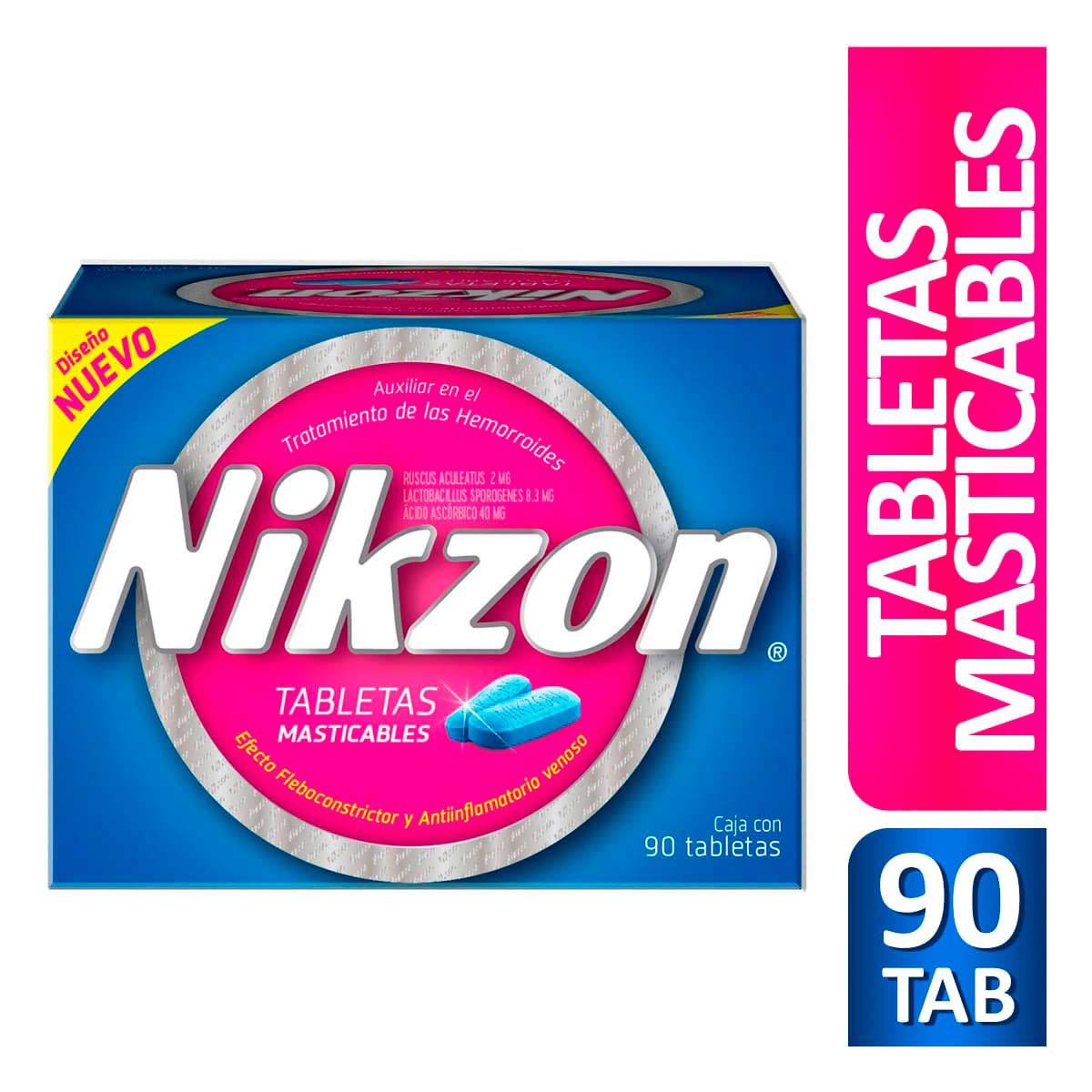 Nikzon 90 Tabs. each 2 PACK!! Chewable treatment For Hemorrhoid Anti Inflammatory Hemorroides, Total of 180 Tabs.