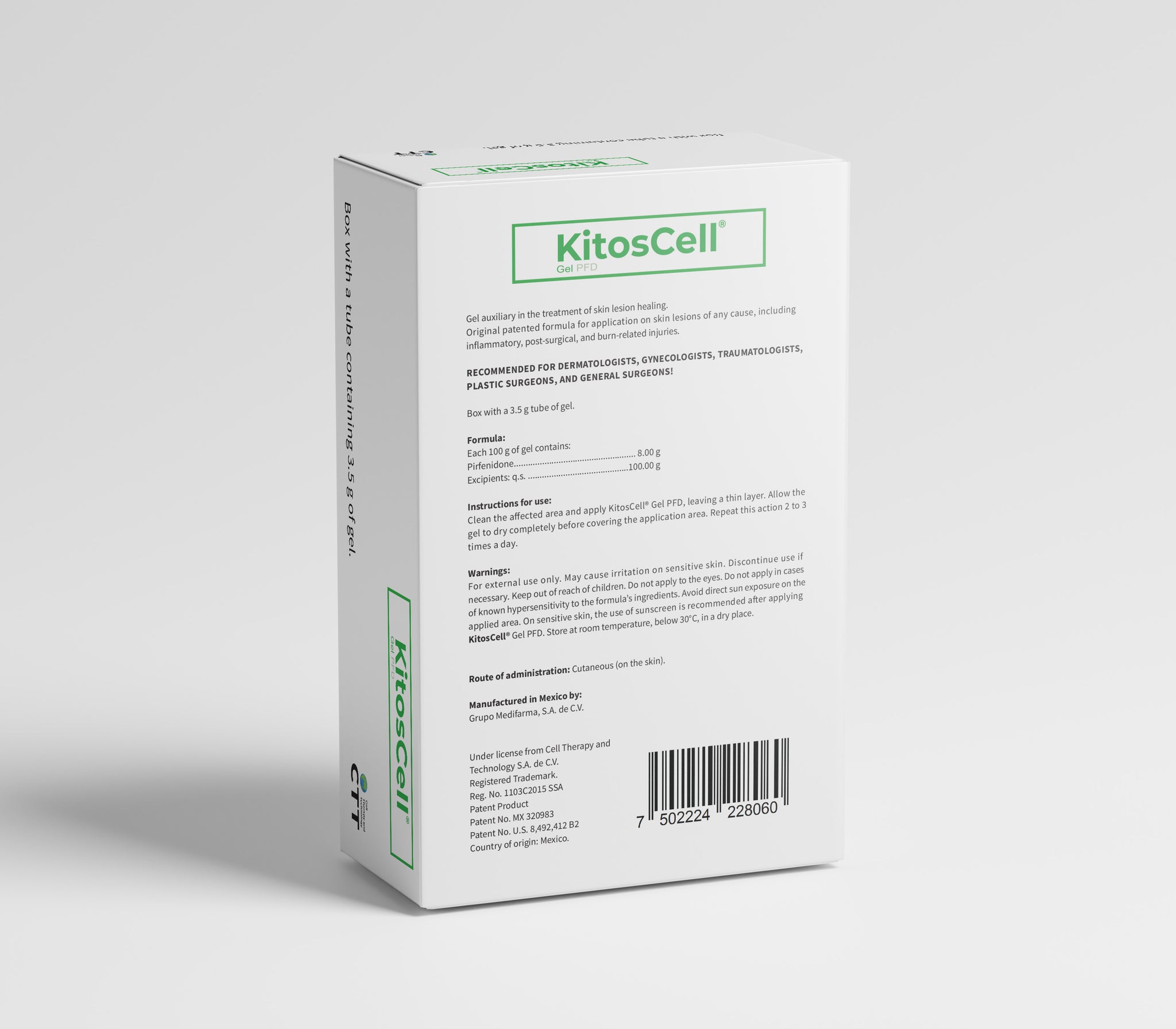 cream kitos-cell ayuda en la curación de lesiones cutáneas made in mexico (verde, 3.5)